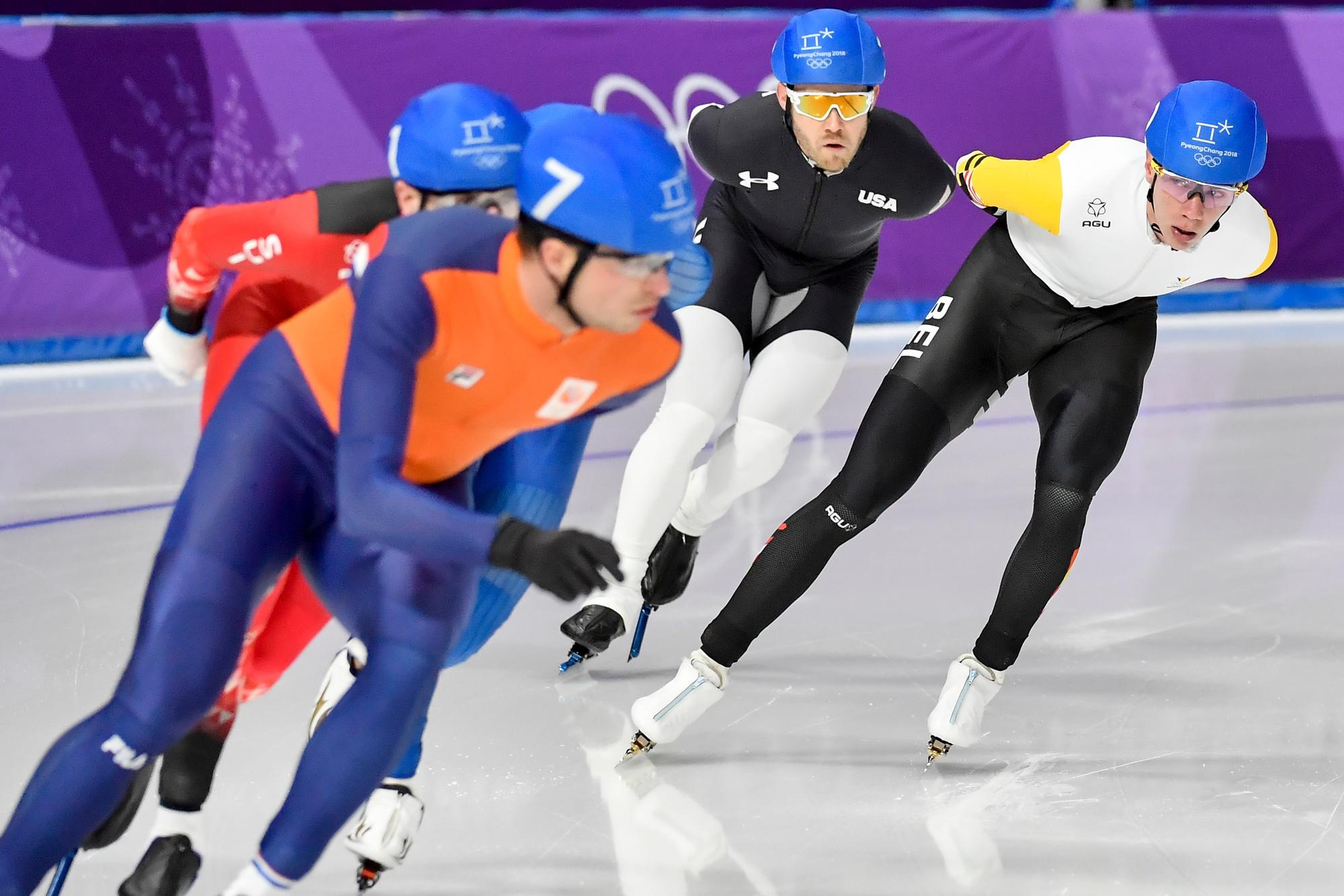 Bart Swings in actie tijdens de halve finale van de Winterspelen in 2018.