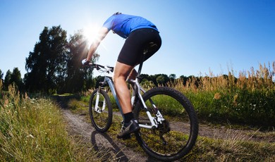 Riding mountain bike
