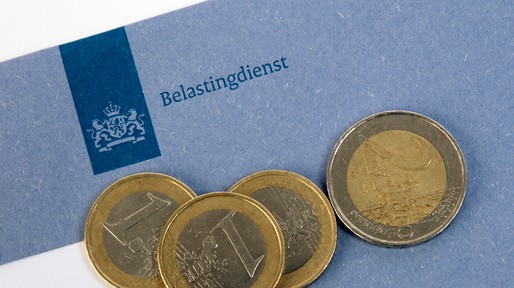 dutch blue tax envelope of the tax office  euro coins