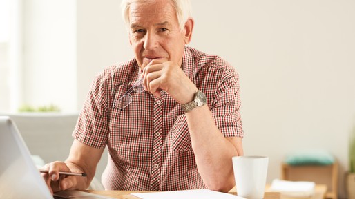 Senior Man Working  From Home